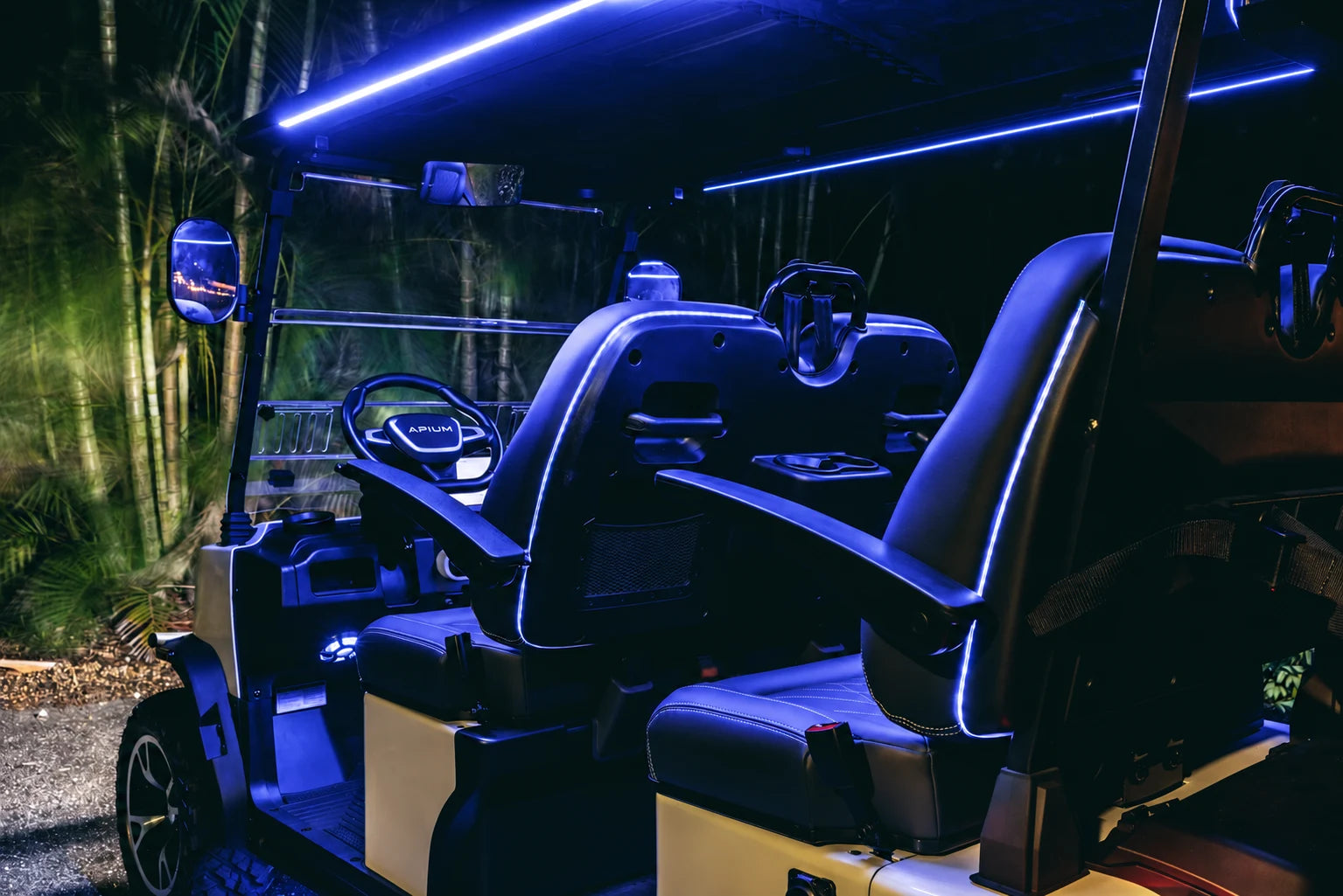 Apium A4 passenger cabin illuminated by roof and seat lighting