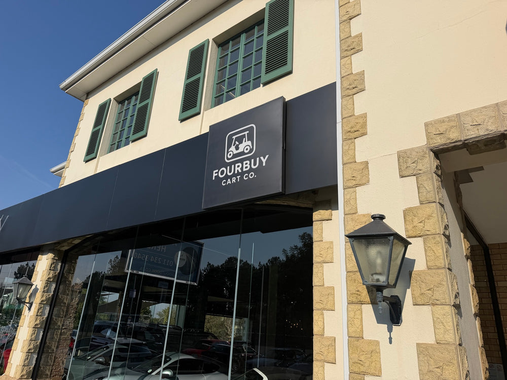Fourbuy Cart Co signage above the entrance to the Fourways showroom